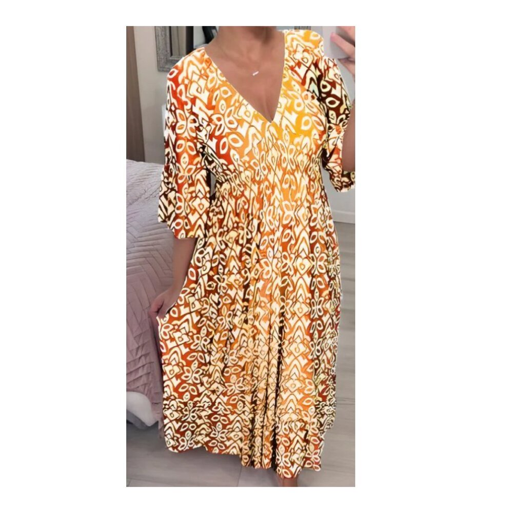 NEW Malina Flare-Sleeve Long Beach Dress